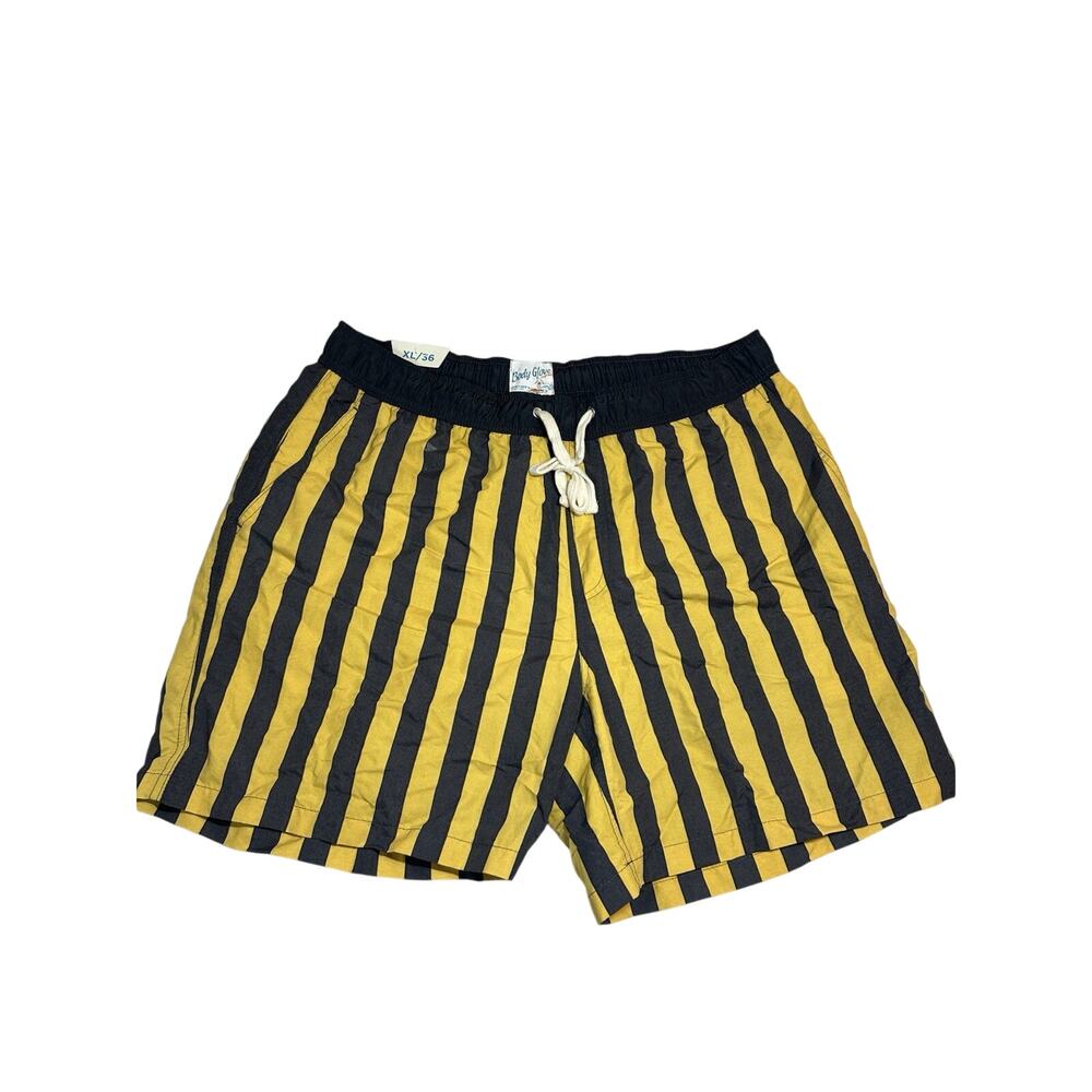 Body Glove Vintage Men’s XL 36 Yellow Black Stripe Swim Trunks Board Shorts